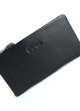 Мужской деловой клатч кошелек на две молнии маленькая черная сумочка из натуральной кожи5 фото