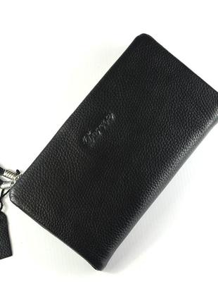 Мужской деловой клатч кошелек на две молнии маленькая черная сумочка из натуральной кожи2 фото
