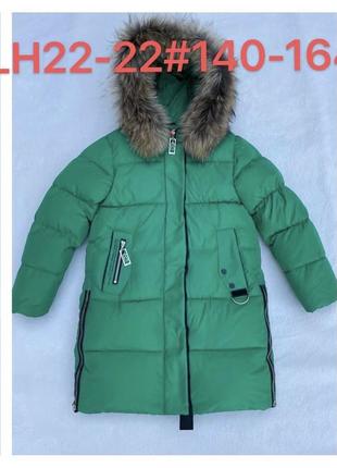Зимове пальто для дівчинки зелений колір арт.hl22-226 фото