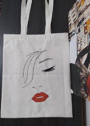 Модна сумка шоппер з обличчям2 фото