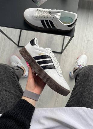 Жіночі кросівки adidas samba white brown / smb