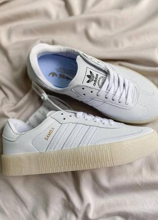 Жіночі кросівки adidas samba white tubular sole / smb