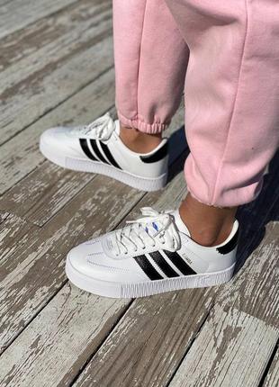 Жіночі кросівки adidas samba white black / smb