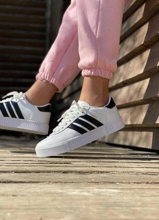 Жіночі кросівки adidas samba white black / smb3 фото