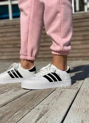 Жіночі кросівки adidas samba white black / smb5 фото