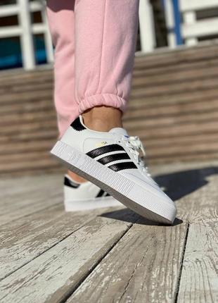 Жіночі кросівки adidas samba white black / smb6 фото