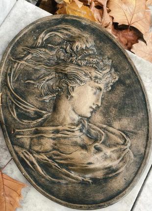 Винтаж винтажный барельеф панно девушка раритет ретро ссср гипс юнона дидона мадонна