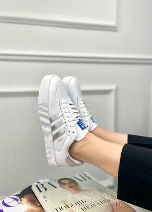 Жіночі кросівки adidas samba white silver / smb