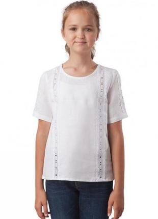 Сорочка дівчача 100% льон біла