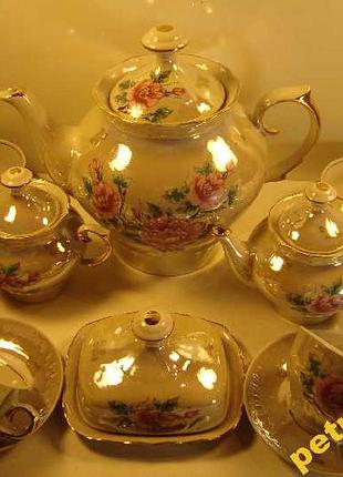 Красивый редкий чайный сервиз фарфор ссср сфз №375