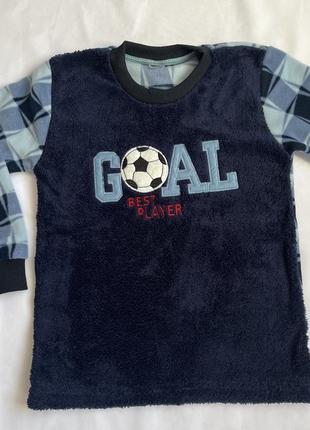 Тепла піжама  для хлопчика “goal” голубого кольору, турецького виробника mini moon💙2 фото