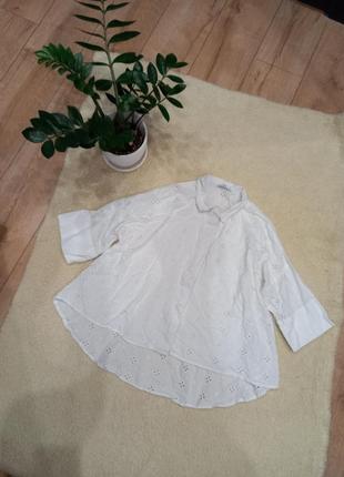 Мереживна блуза блузка з мережива розлітайка вільна оверсайщ на ґудзиках четвертний рукав футболка кружевная