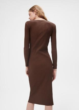 Шоколадное платье в рубчик zara s-m-l8 фото