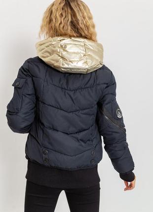 Куртка женская зимняя цвет черно-золотистый3 фото