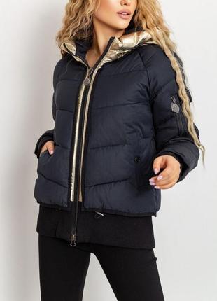 Куртка женская зимняя цвет черно-золотистый2 фото