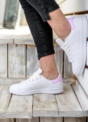 Жіночі кросівки adidas stan smith white pink / smb