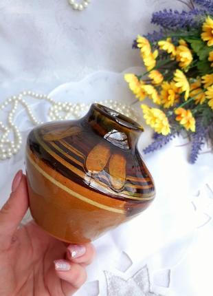 Васильковская🏺⚜ керамика обливная ваза майолика орнамент редкая форма автор денисенко вазочка глечик кувшин5 фото
