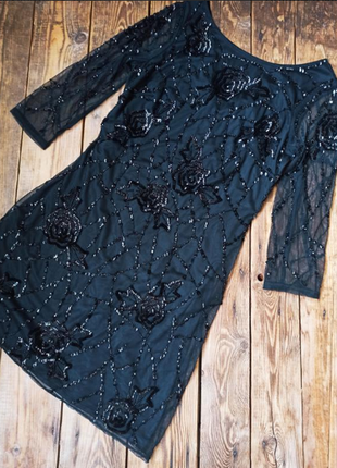 Коктейльна вечірня сукня anna field чорне плаття з пайєтками блискітками2 фото