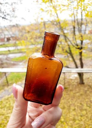 Антиквариат! 🍁 1900- годы! флакон бутылочка пузырек коньячное стекло аптечный парфюмерный бутылка миниатюра4 фото