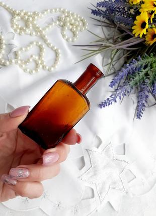 Антиквариат! 🍁 1900- годы! флакон бутылочка пузырек коньячное стекло аптечный парфюмерный бутылка миниатюра1 фото