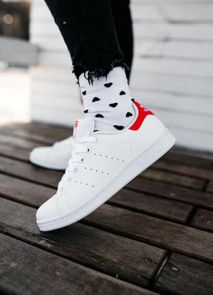 Чоловічі кросівки adidas stan smith white red / smb
