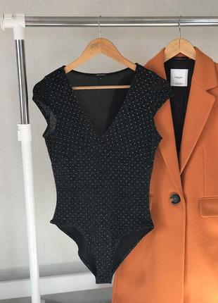 Розкішний чорний боді з блискітами river island 🖤💫