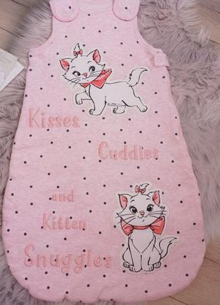 Теплий котоновий спальний термомішок  кокон kisses cuddles and kitten snuggles бренду disney baby at primark3 фото