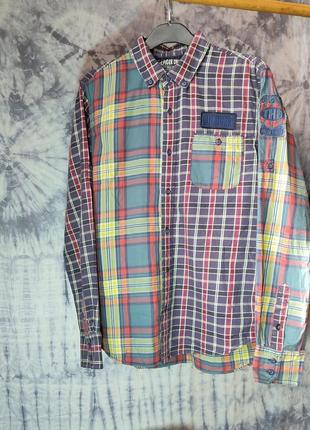 Tommy hilfiger check blocks patchwork рубашка сорочка в клітинку патчворк печворк ralph lauren