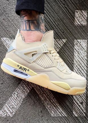 Женские высокие кожаные кроссовки nike jordan 4 retro off-white sail #найе