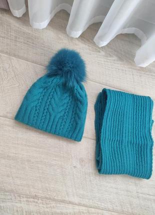 Зимняя шапка + шарф jolie в составе шерсть и ангора