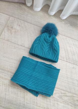 Зимняя шапка + шарф jolie в составе шерсть и ангора2 фото