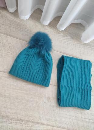 Зимняя шапка + шарф jolie в составе шерсть и ангора4 фото