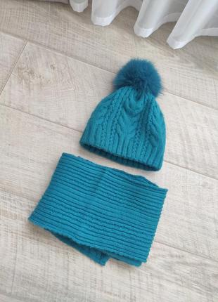 Зимняя шапка + шарф jolie в составе шерсть и ангора5 фото
