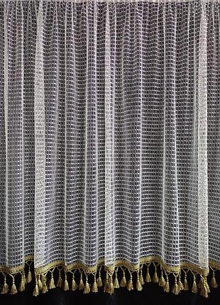 Кухонная тюль с бахромой