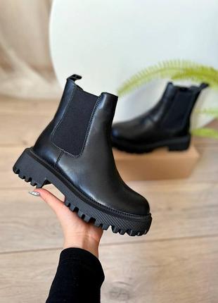 Ботинки женские на зиму кожаные черные комфортные