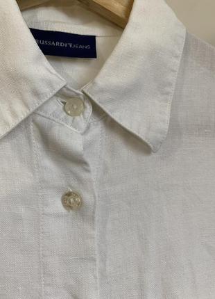Класична біла лляна сорочка trussardi jeans3 фото