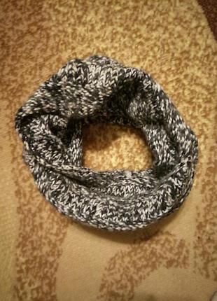 Теплый вязаный шарф хомут баф