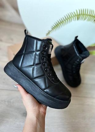 Ботинки женские на зиму кожаные черные комфортные