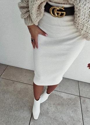Белая миди юбка в рубчик asos