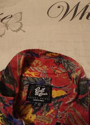 Фірмова бавовняна рубашка сорочка гавайка pull&bear,оригінал,розмір m-l.5 фото