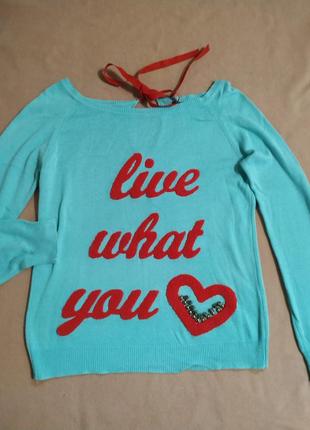 Свитер реглан бирюзовый