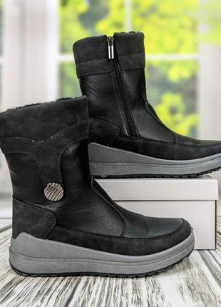 Сапоги женские зимние черные paolla эко-кожа на молнии средней высоты