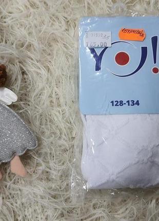 Детские белые колготки с узором yo (польша) ажурные