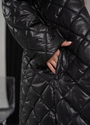 Стильне стьобане зимове двостороннє пальто на силіконі4 фото