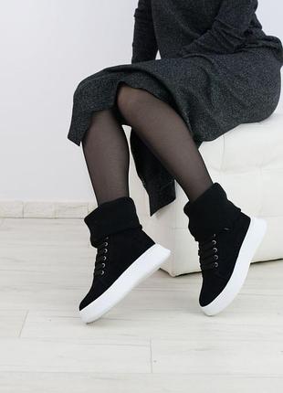 Кеди з дов‘язом італійська замша чорні