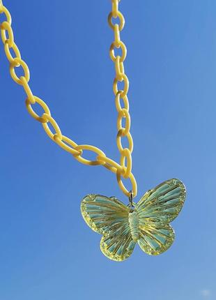 🔗ланцюг з метеликом кольоровий  ланцюжок цепочка на шию чокер з метеликом1 фото