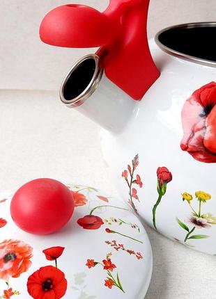 Чайник емальований zauberg red handle ft-7 "12l" (2,2л)6 фото