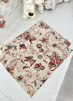 Серветка-підкладка новорічна під тарілку, гобеленова limaso2 фото