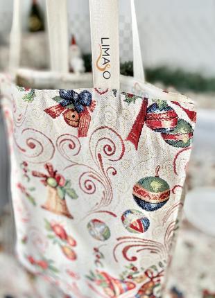 Сумка шопер новорічна limaso сумка для покупок гобеленова4 фото