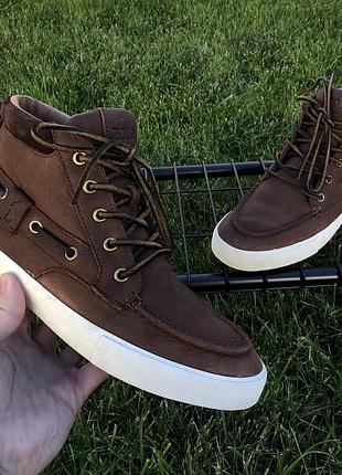 Мужские кожаные высокие кеды полуботинки polo ralph lauren